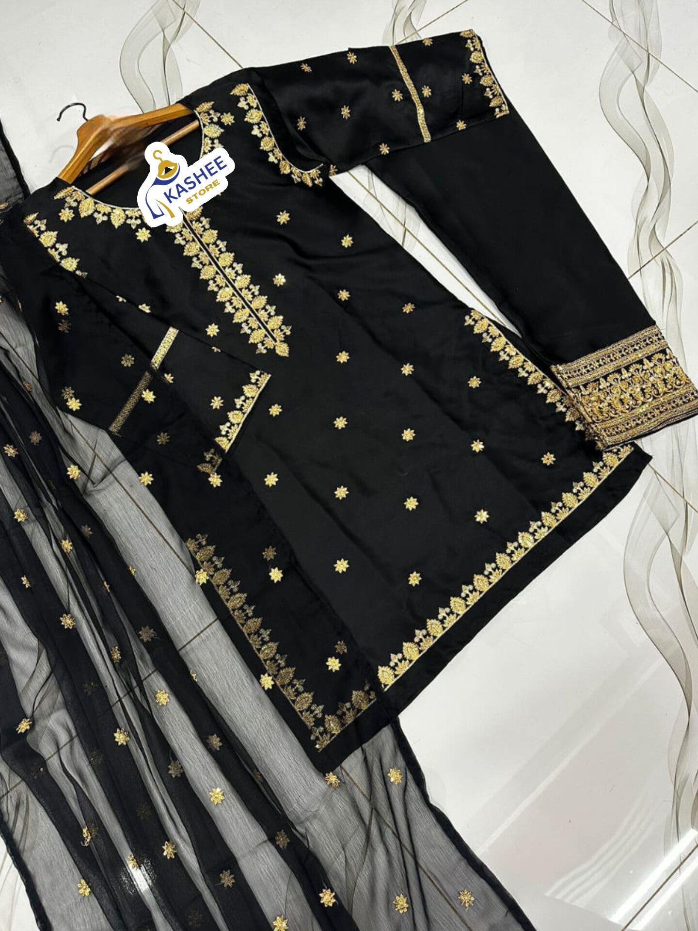 Shamose Silk 3Pc | Sequin Shirt, Trouser & Dupatta