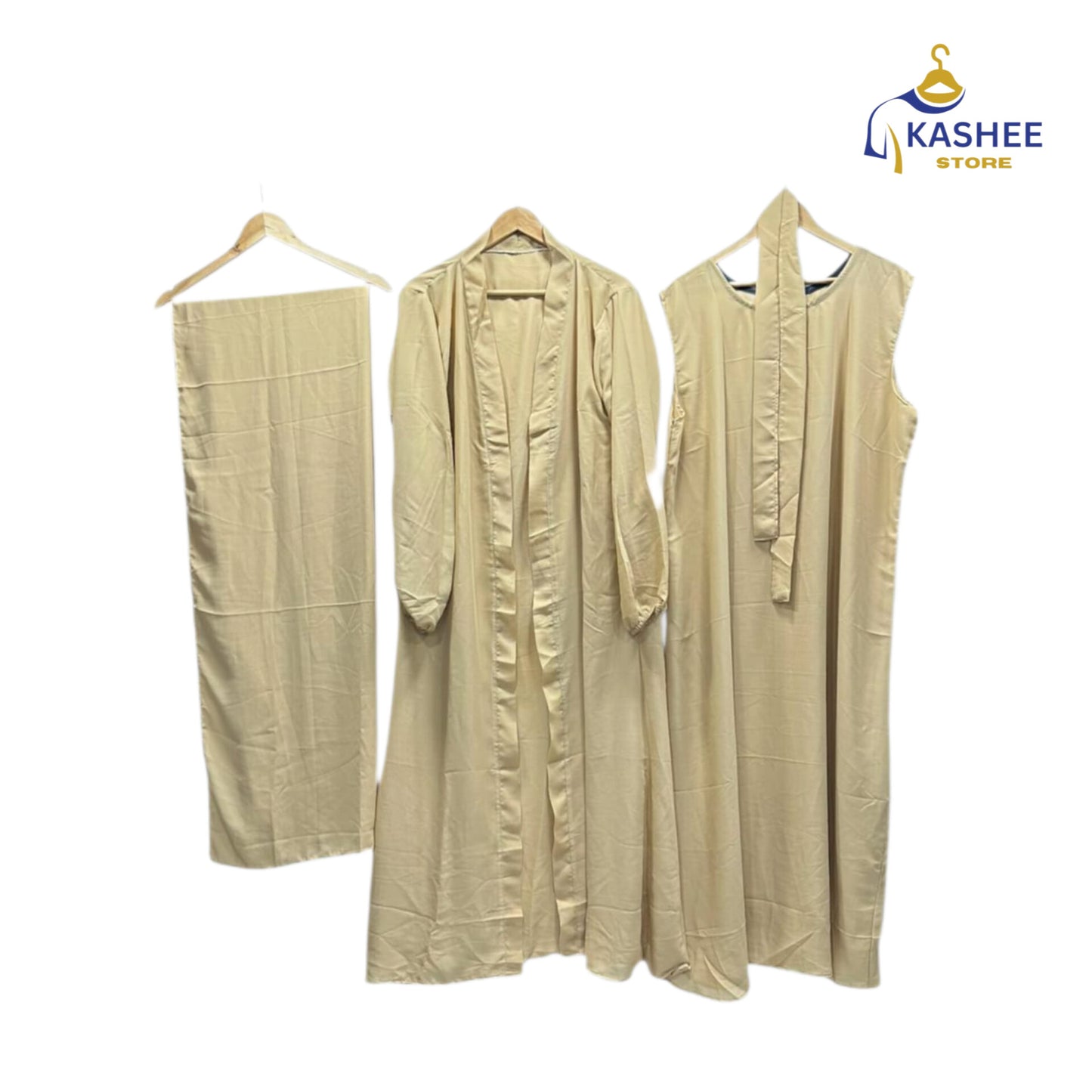 4-Piece Inner Gown Abaya Set with Scarf & Belt