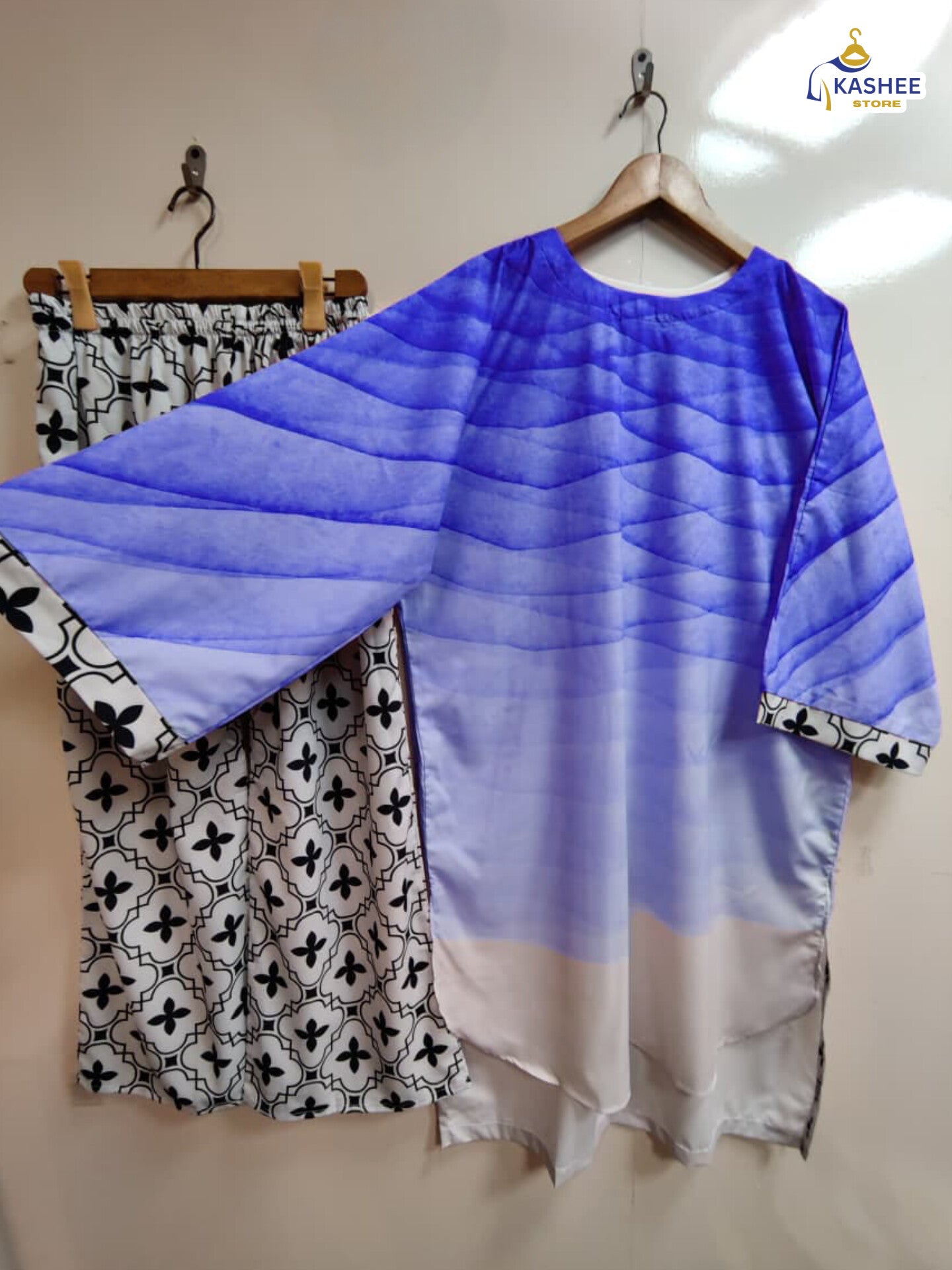 Stylish Tie & Dye Shirt with Printed Flapper – 2Pc Suit