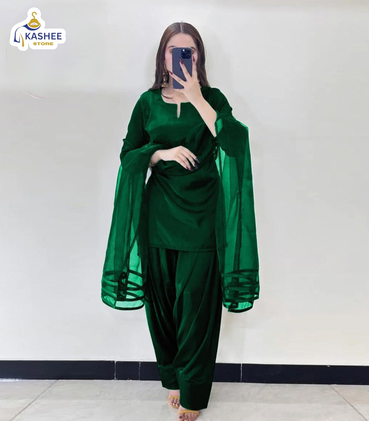 V-Neck Silk Farshi 3Pc