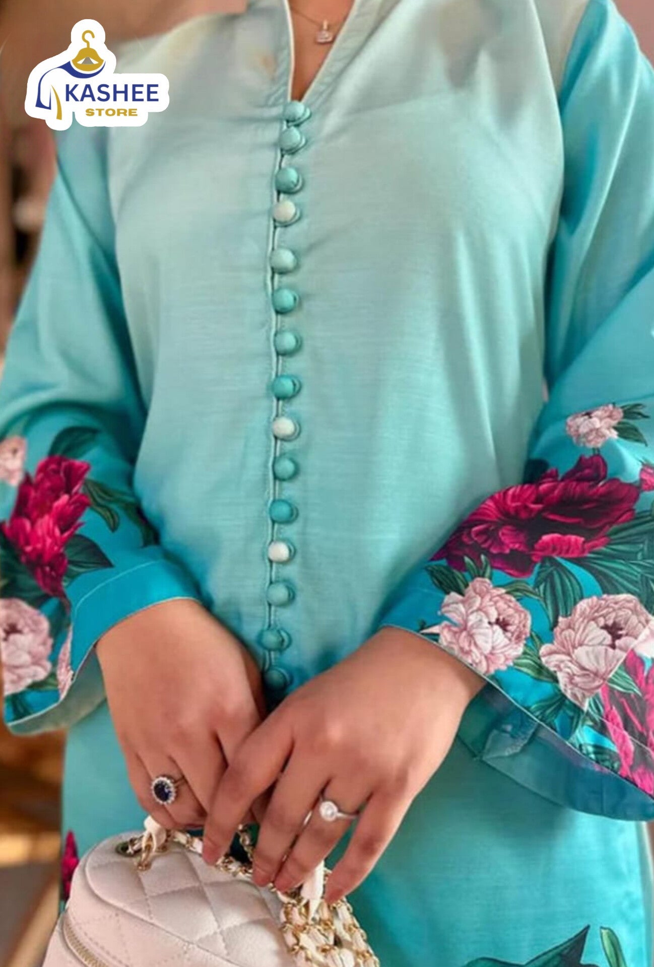 Digital Floral Silk Cord Set – 2Pc"