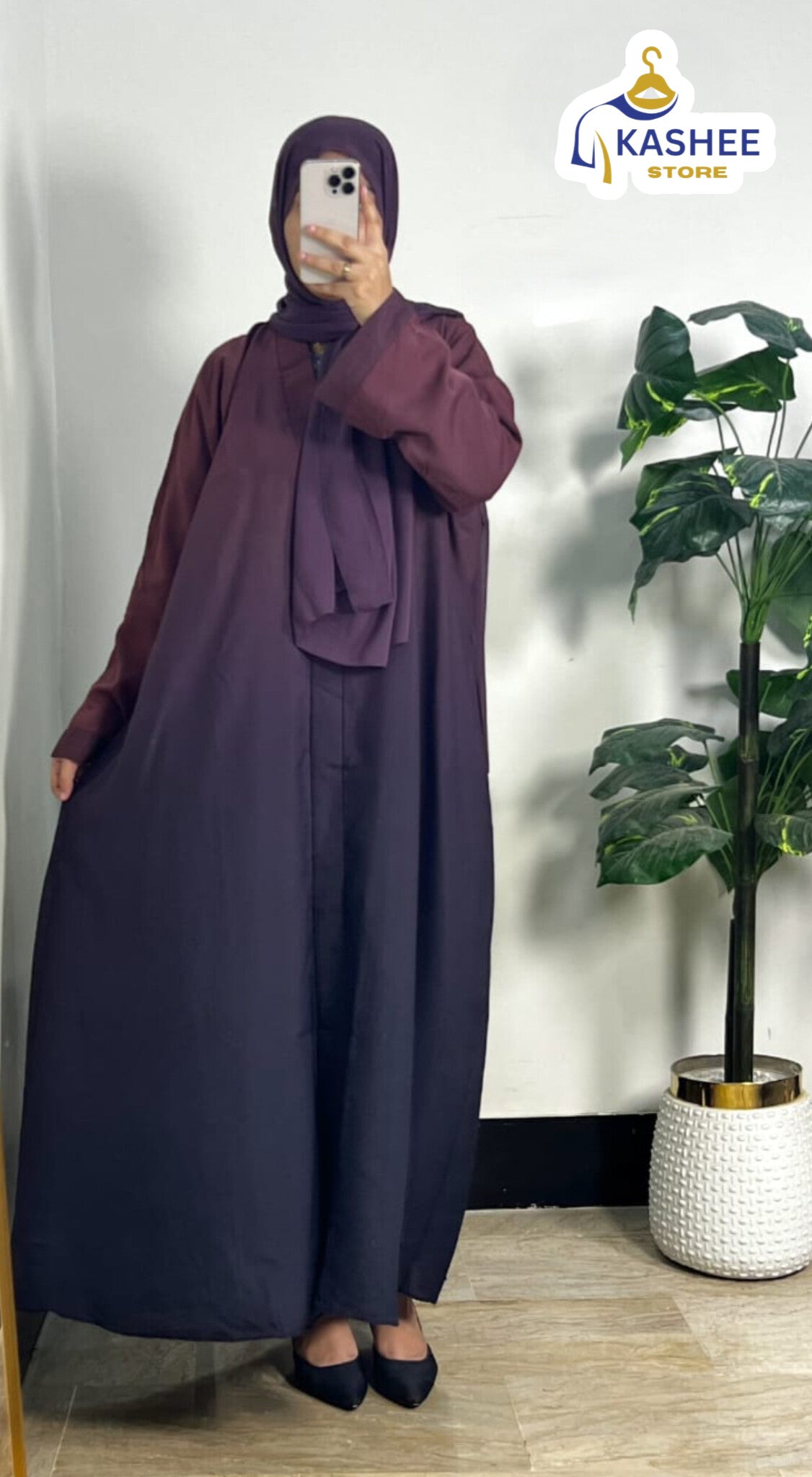Trendy Front Open Tie & Dye Abaya – With Scarf