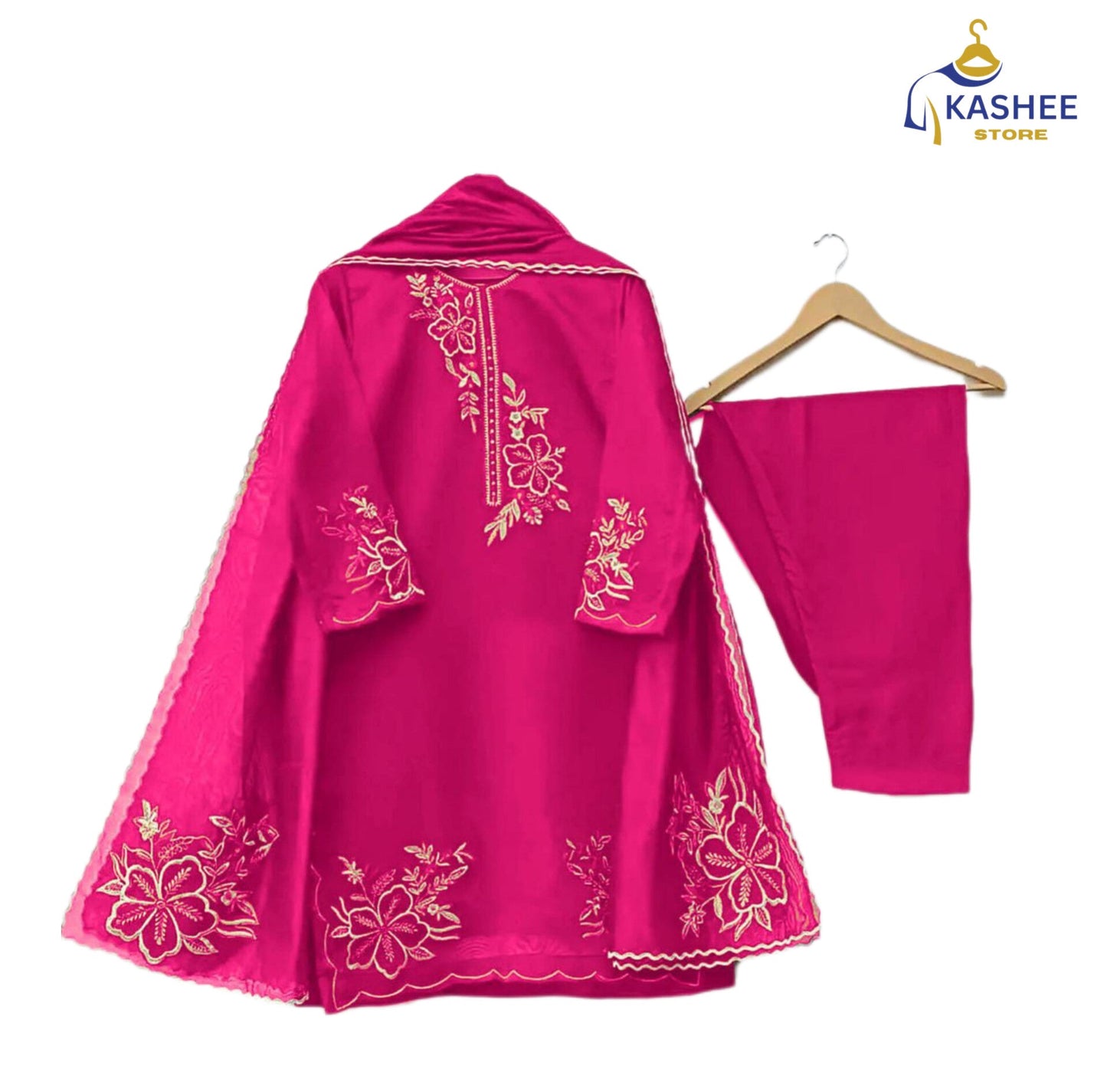 Luxury 3Pc Embroidered Organza Suit with Dupatta & Trouser