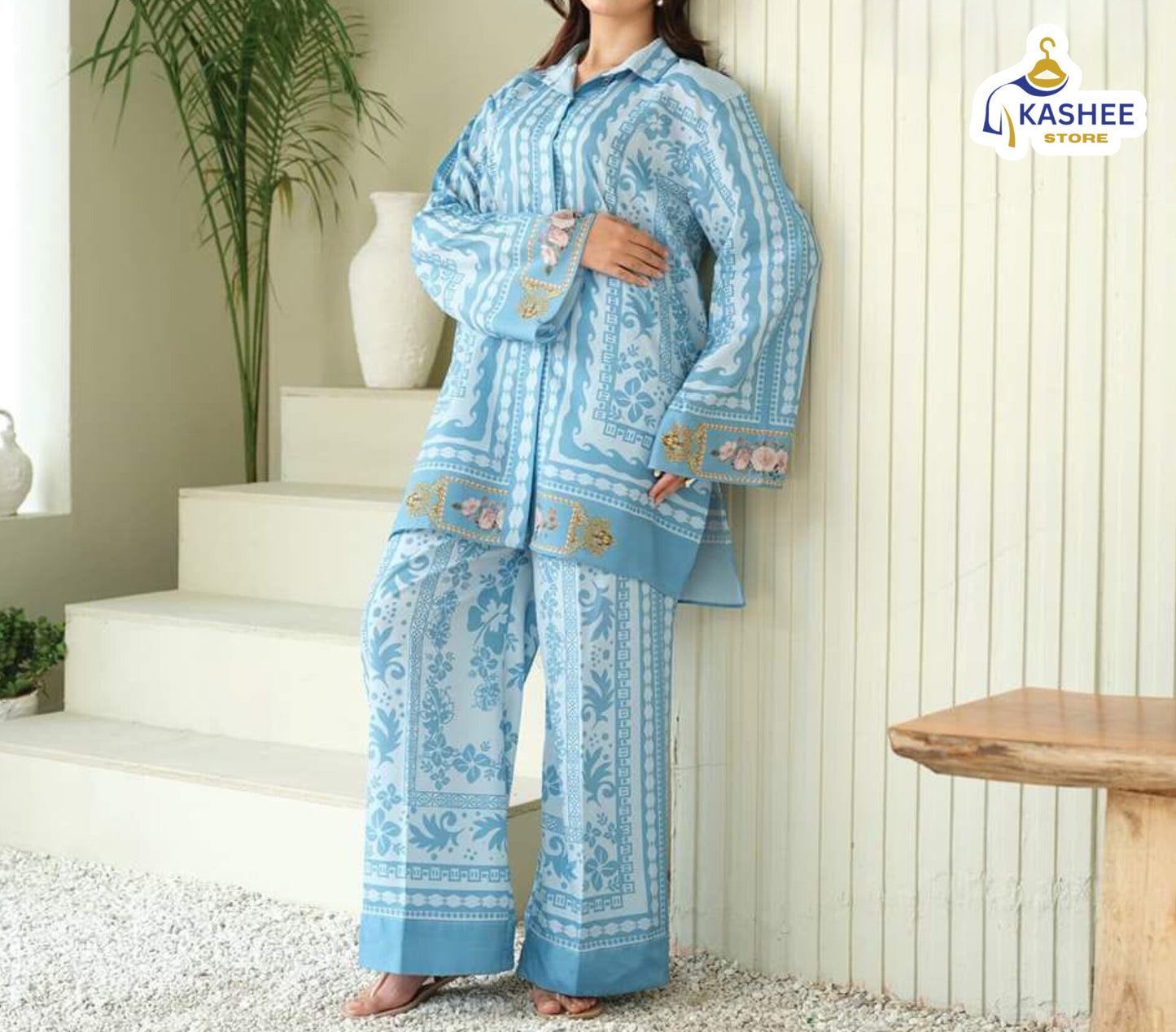 Signature Digital Print Swiss Silk Suit | 2-Piece Set