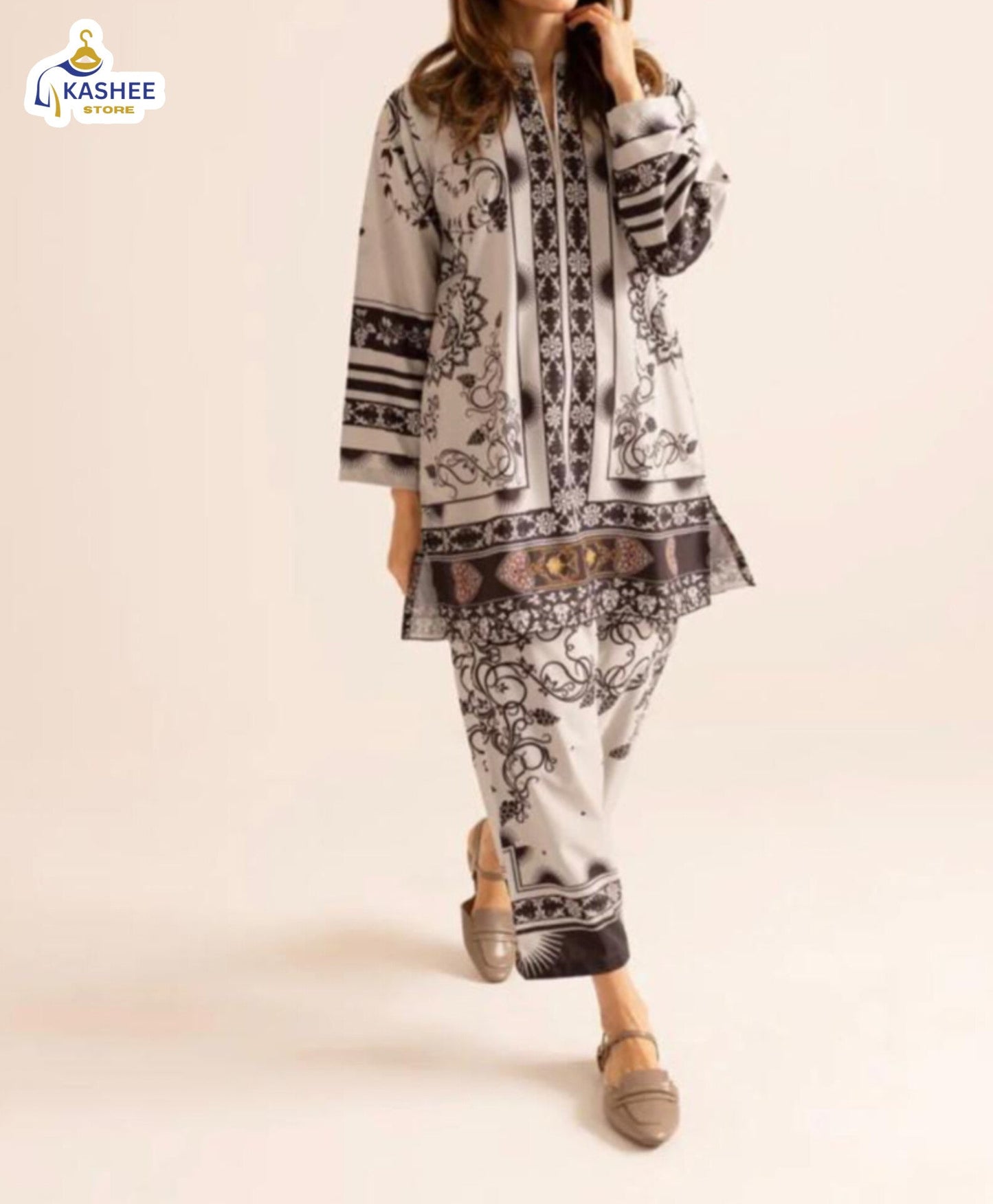 "Digital Print 2Pc Suit | Swiss Silk Collection"