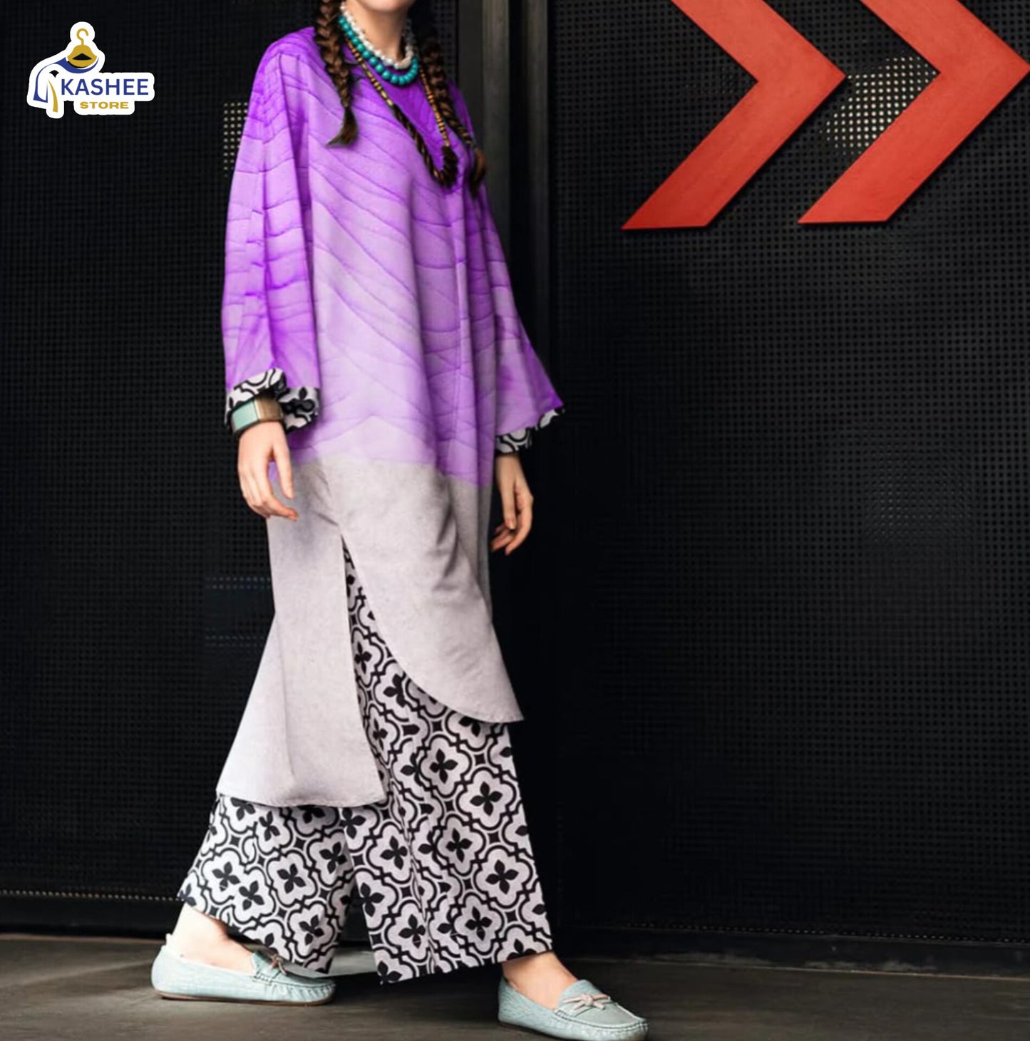 Stylish Tie & Dye Shirt with Printed Flapper – 2Pc Suit