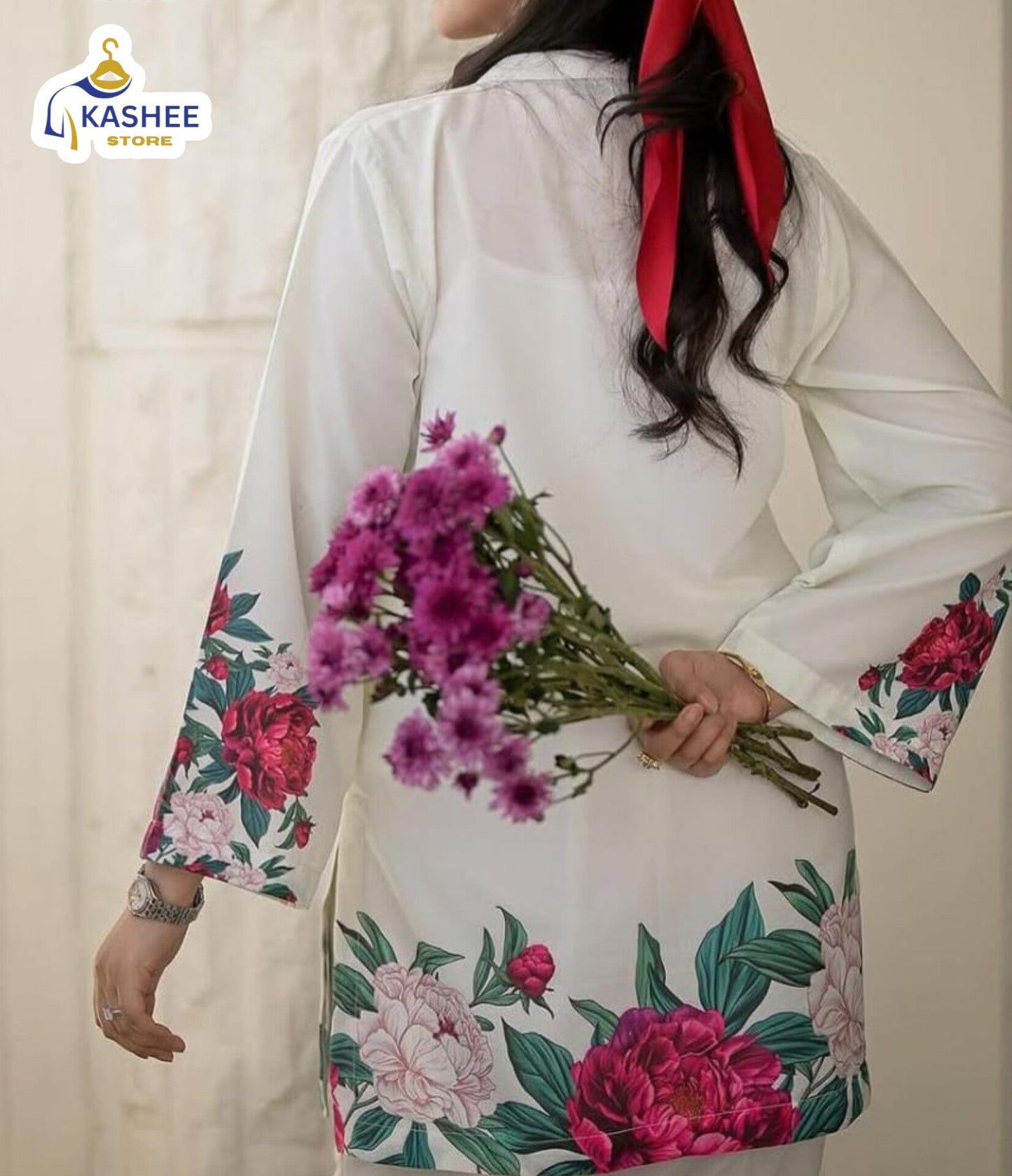Digital Floral Silk Cord Set – 2Pc"