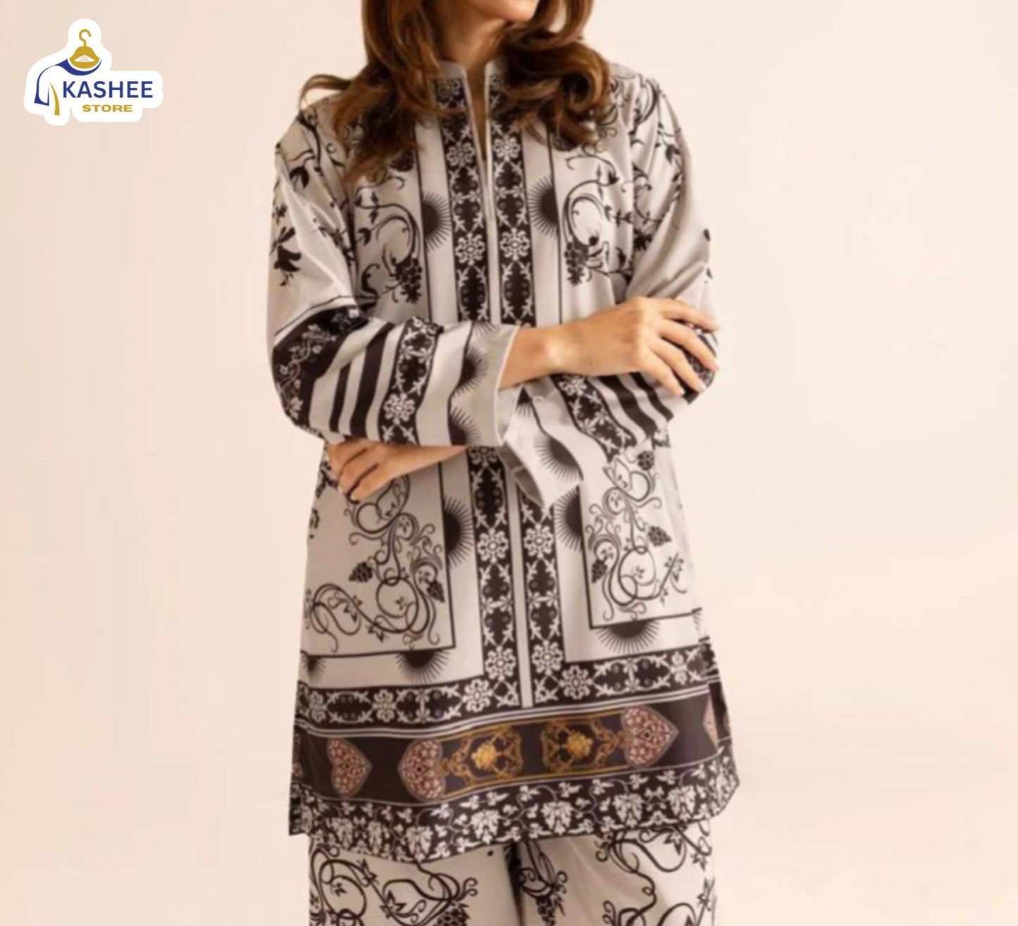 "Digital Print 2Pc Suit | Swiss Silk Collection"
