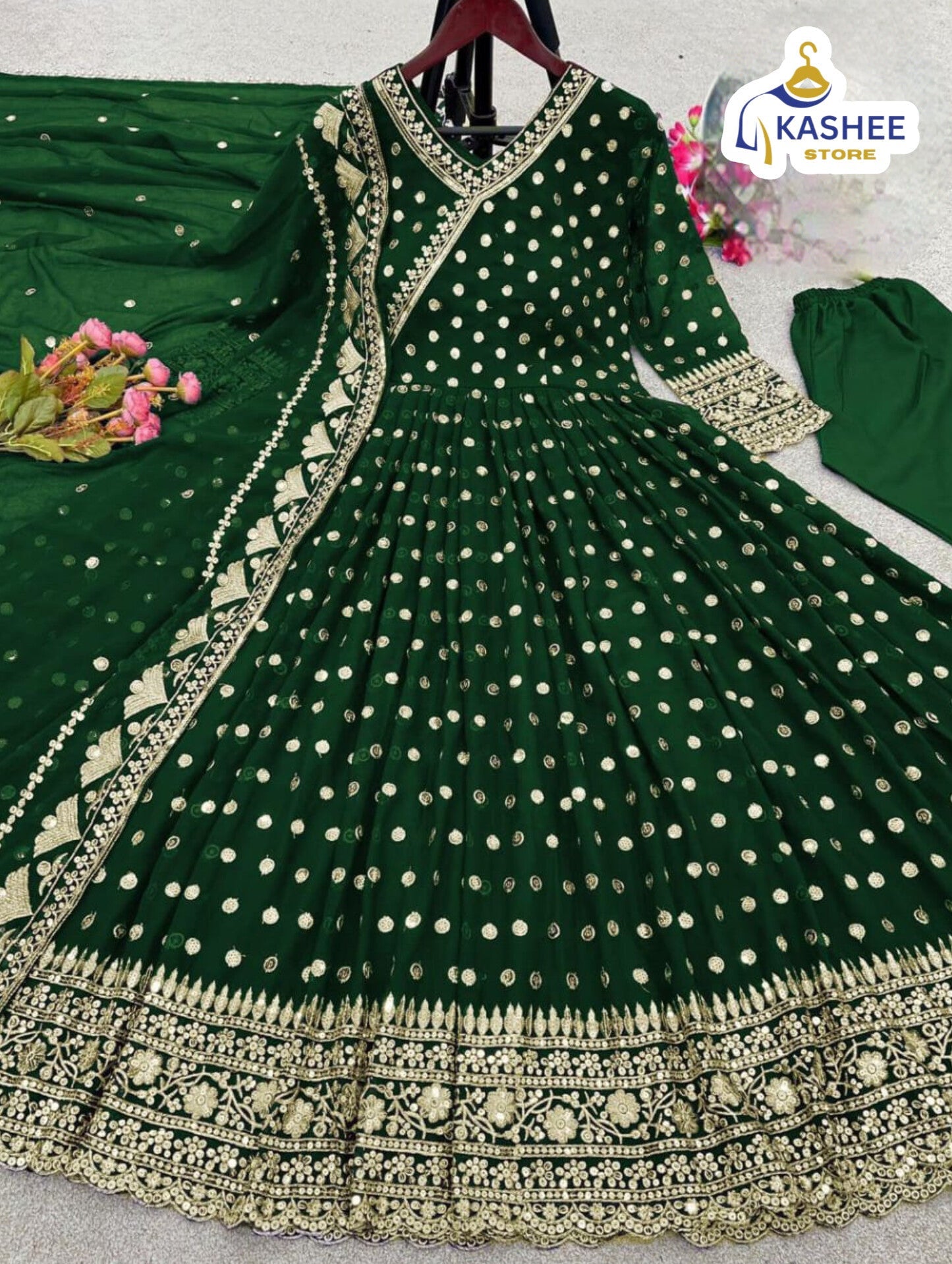 Luxury Angrakha Style Embroidered Maxi | 3Pc Chiffon Suit