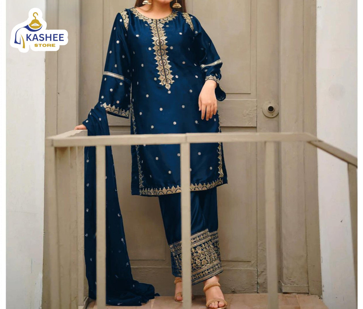 Shamose Silk 3Pc | Sequin Shirt, Trouser & Dupatta