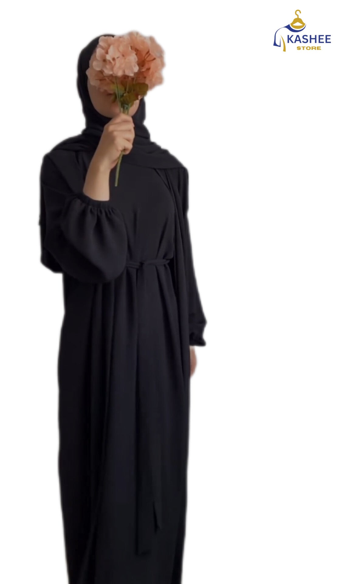 4-Piece Inner Gown Abaya Set with Scarf & Belt