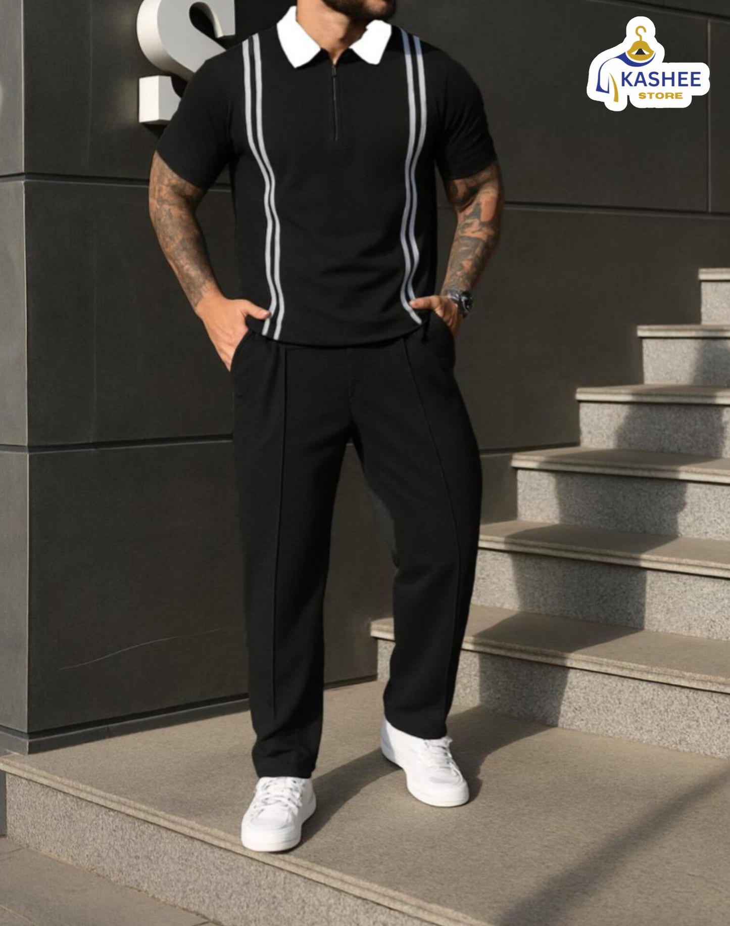 Premium Stripe Zip Style Tracksuit – Cotton Jersey