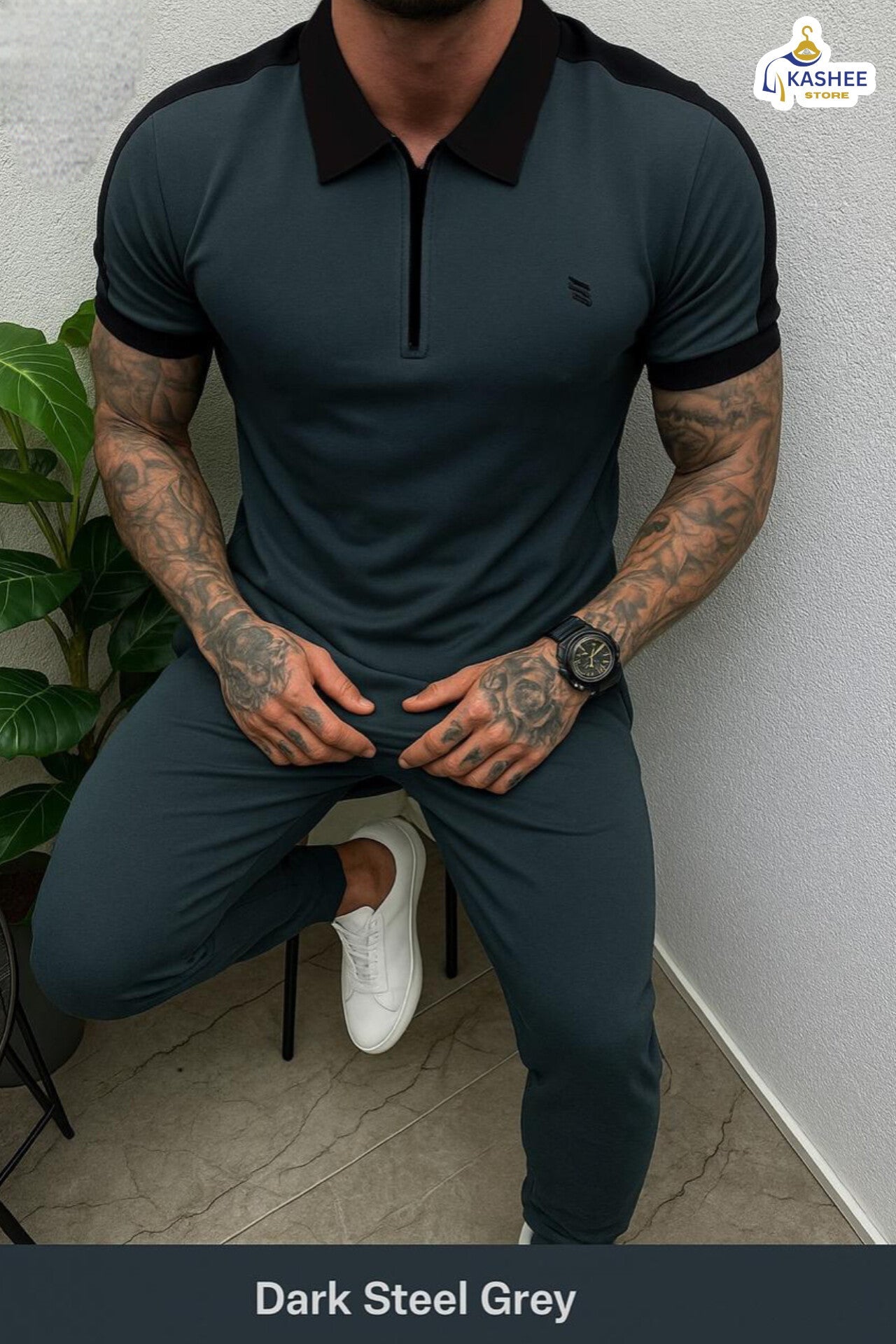 Dry Fit Contrast Collar Tracksuit for Sports & Casual Wear