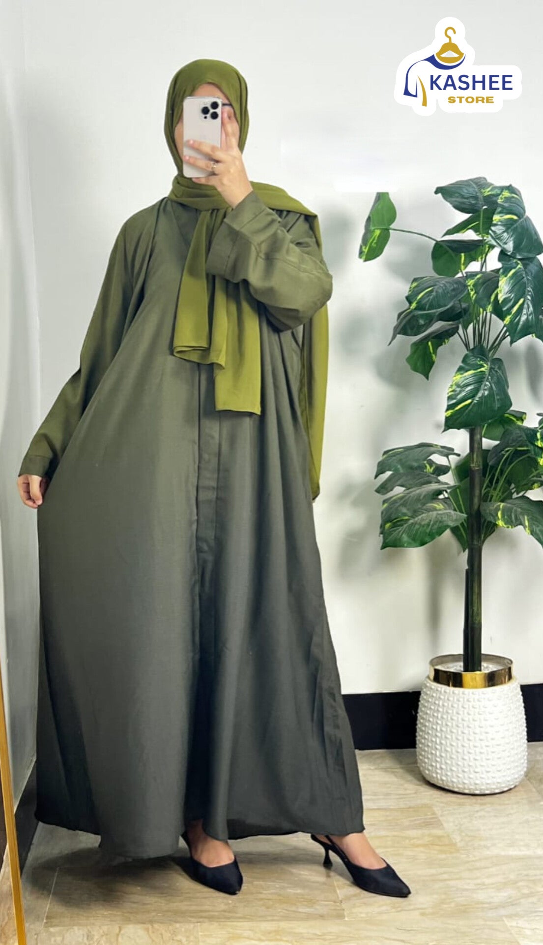 Trendy Front Open Tie & Dye Abaya – With Scarf