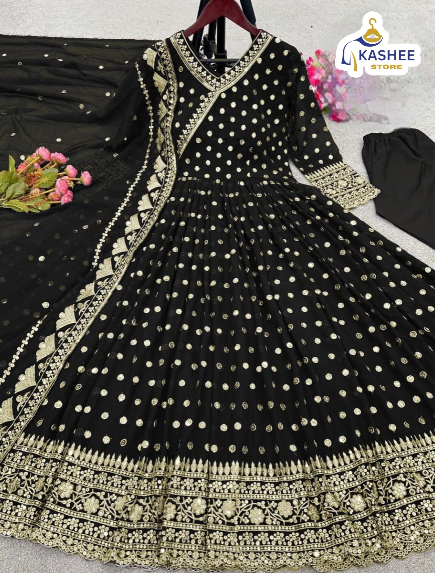 Luxury Angrakha Style Embroidered Maxi | 3Pc Chiffon Suit