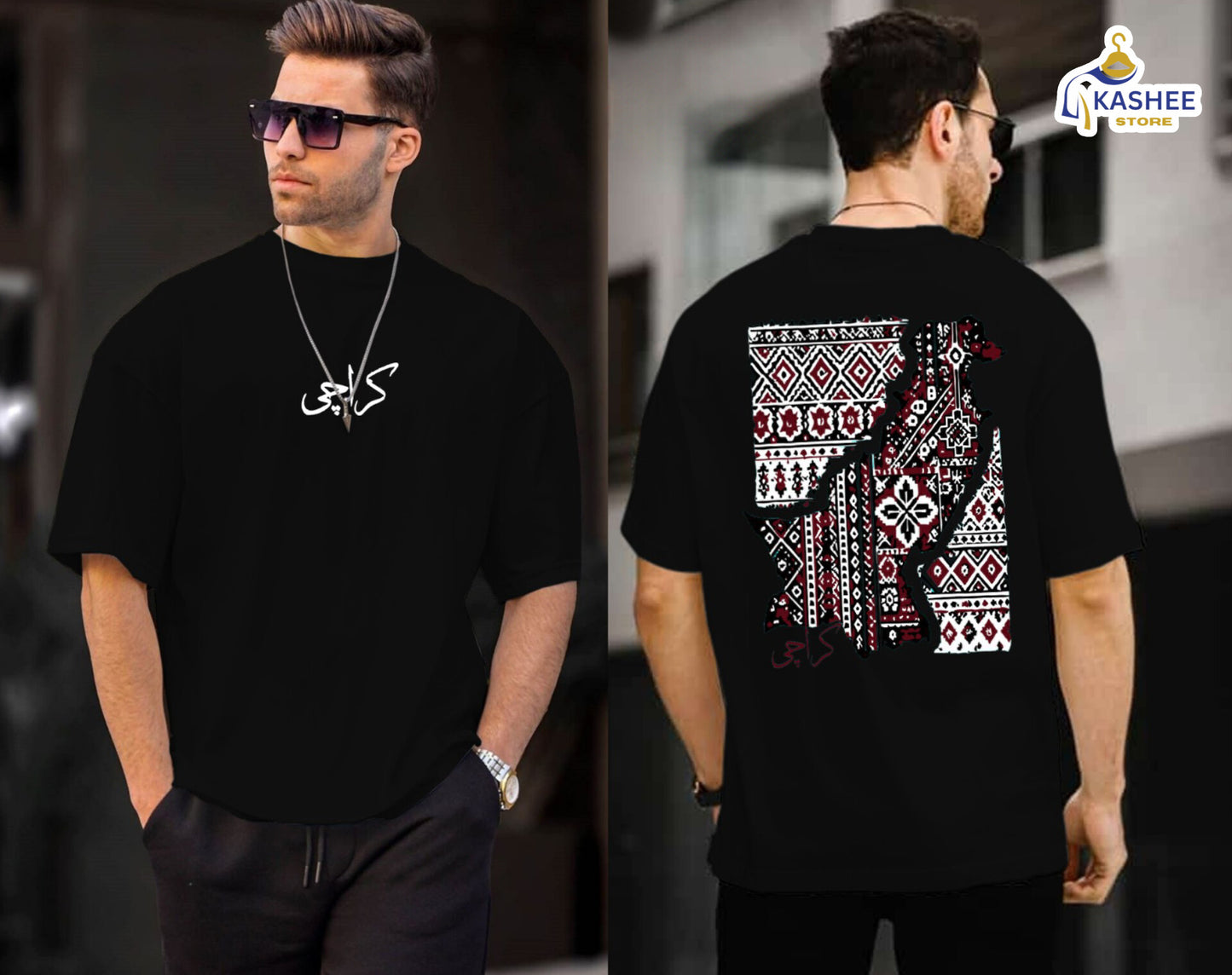 Ajrak Map Vibes – Down Shoulder Statement Shirt"