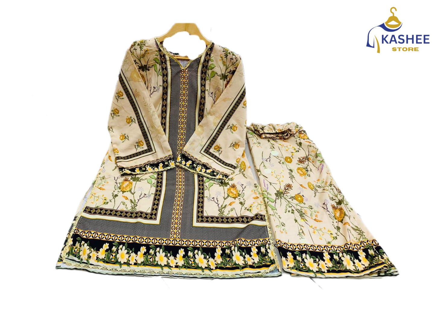 2Pc Swiss Silk Digital Print Suit