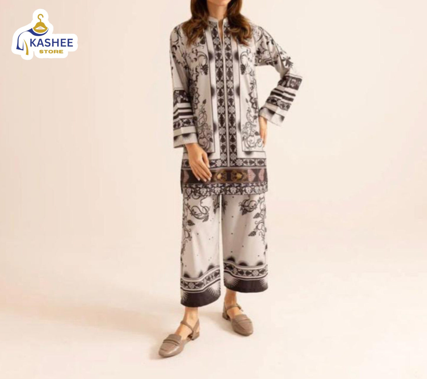 "Digital Print 2Pc Suit | Swiss Silk Collection"