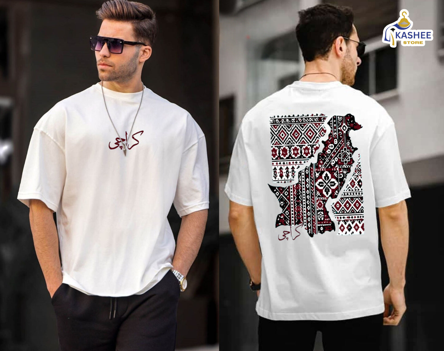 Ajrak Map Vibes – Down Shoulder Statement Shirt"