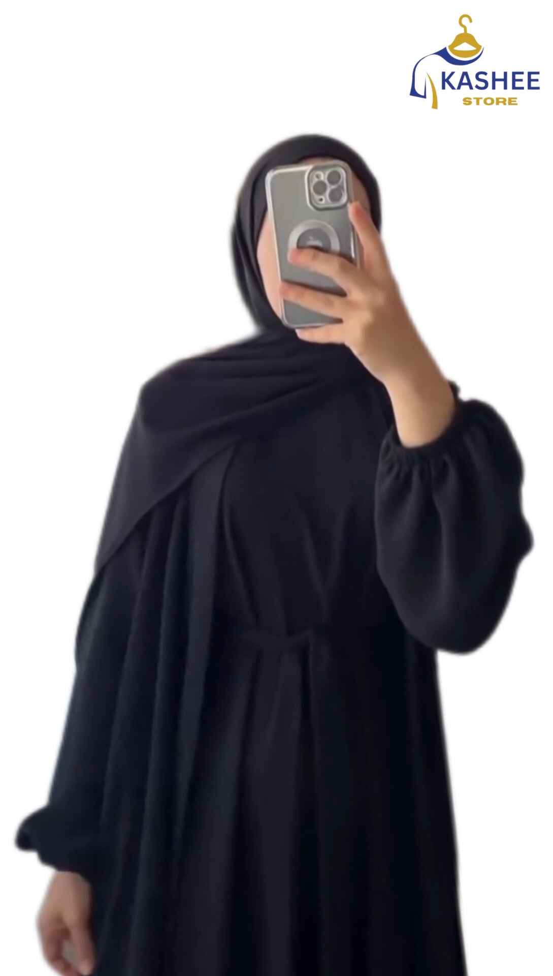4-Piece Inner Gown Abaya Set with Scarf & Belt