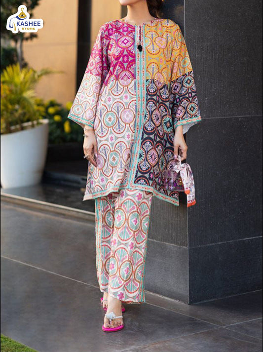 Multi-Colour Digital Print Shirt & Bell Bottom