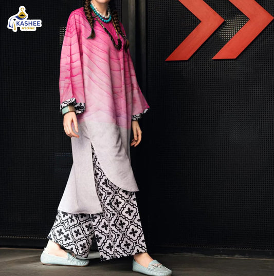 Stylish Tie & Dye Shirt with Printed Flapper – 2Pc Suit