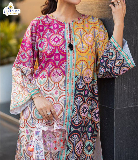 Multi-Colour Digital Print Shirt & Bell Bottom
