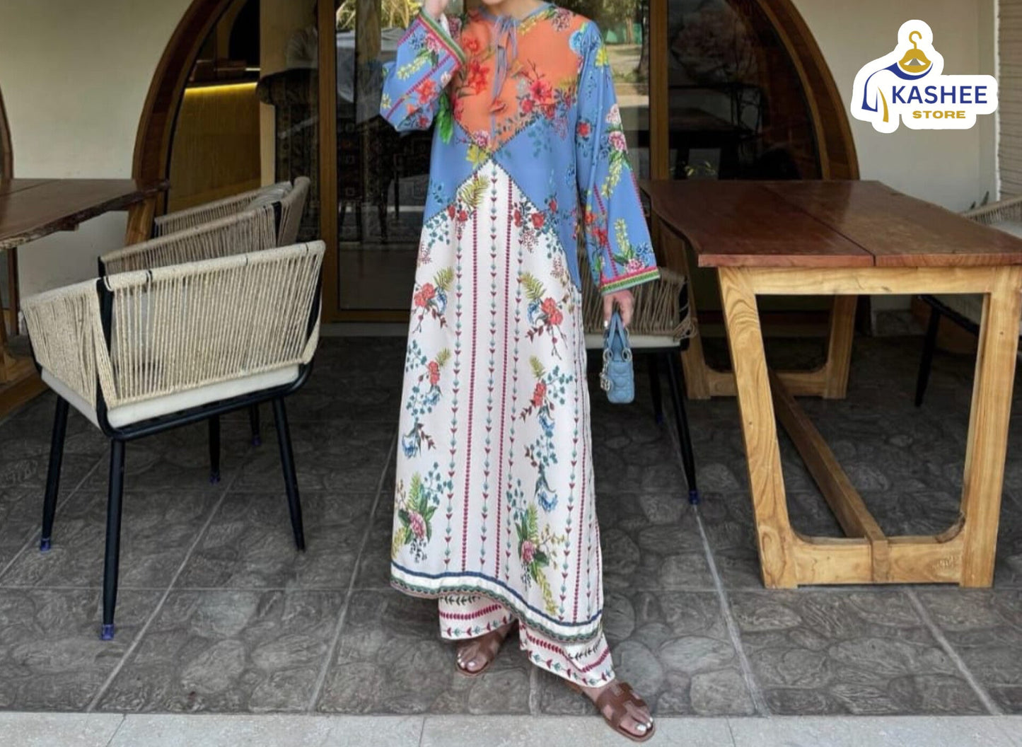 2Pc Swiss Lawn Outfit | Shirt & Bell Bottom Trouser