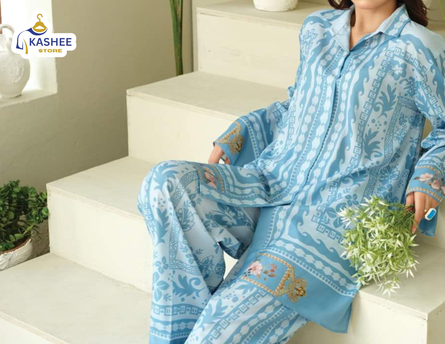 Signature Digital Print Swiss Silk Suit | 2-Piece Set