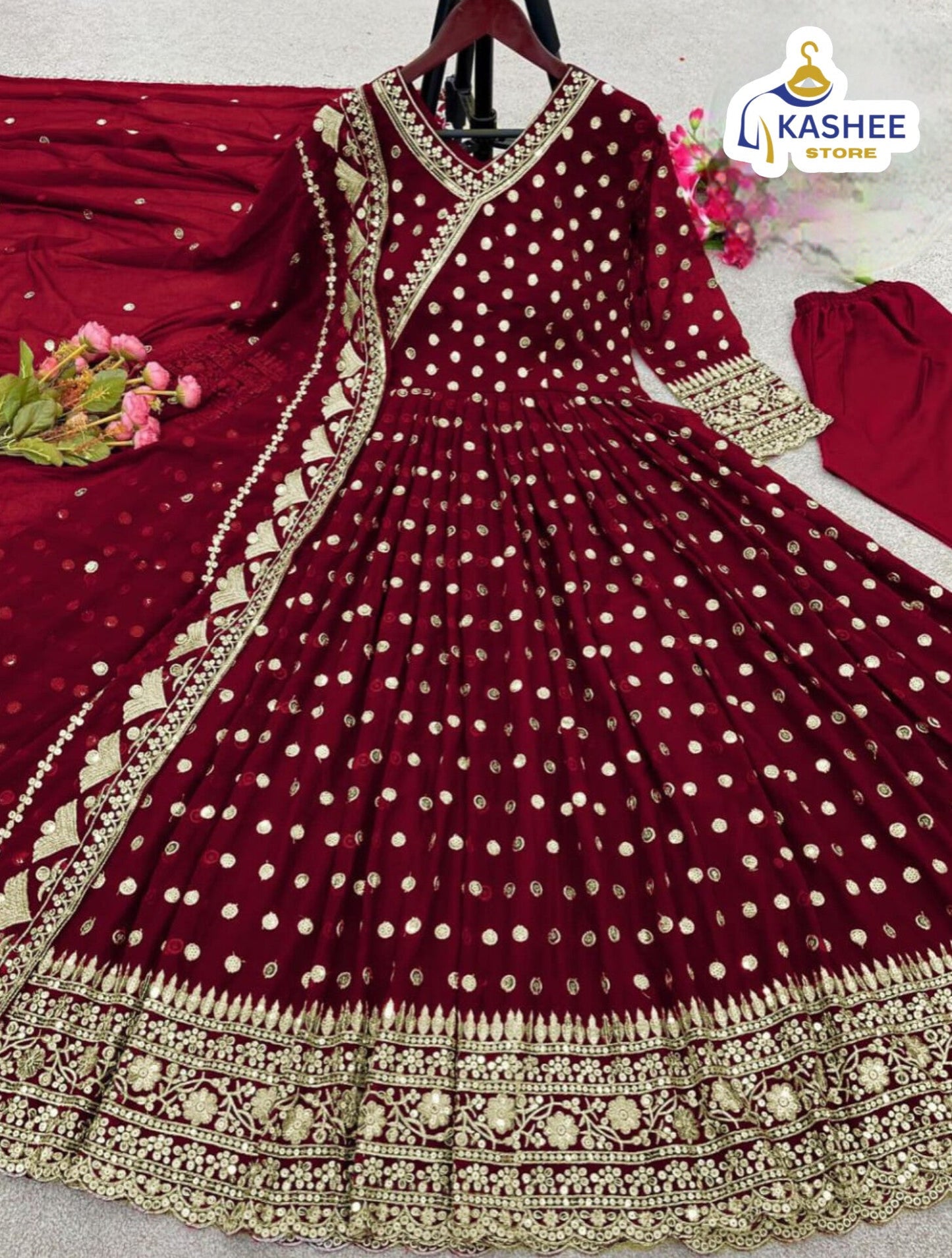 Luxury Angrakha Style Embroidered Maxi | 3Pc Chiffon Suit