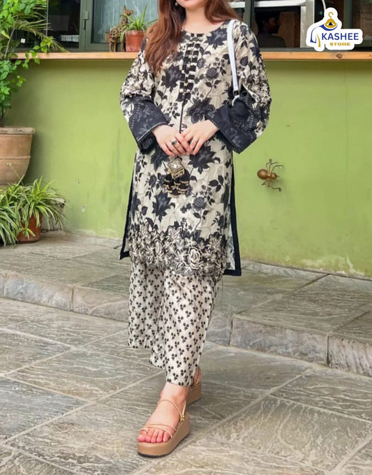 3 Pc Suite Printed Handwork