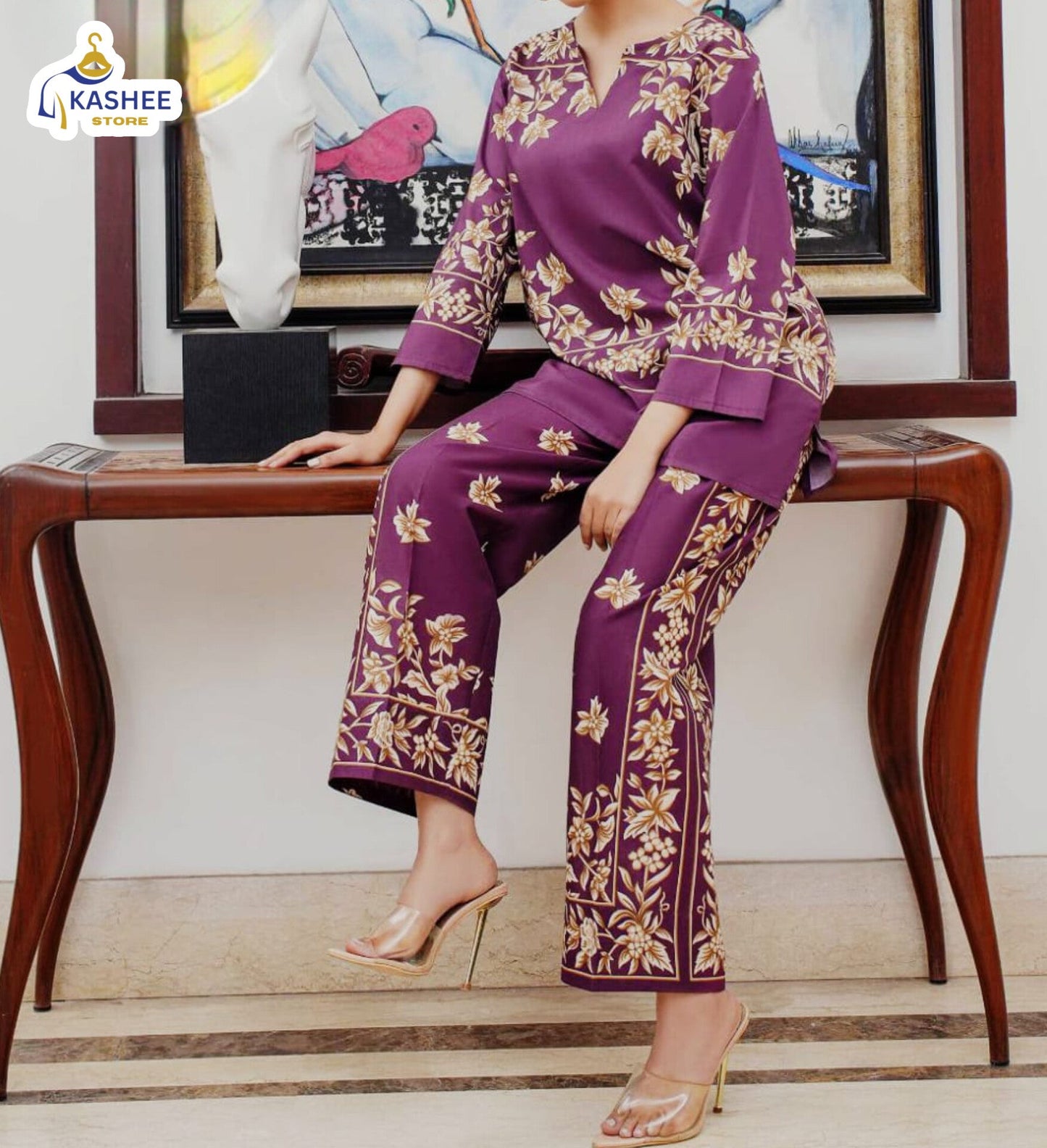 Digital Printed 2pc Co-ord Set – Shamose Silk