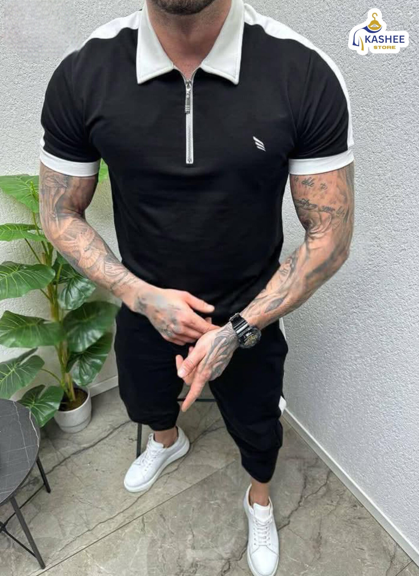 Dry Fit Contrast Collar Tracksuit for Sports & Casual Wear
