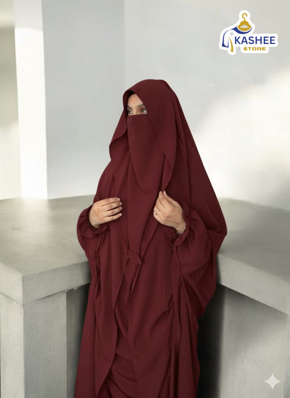 Premium Saudi Jilbab – Peach Nida Fabric