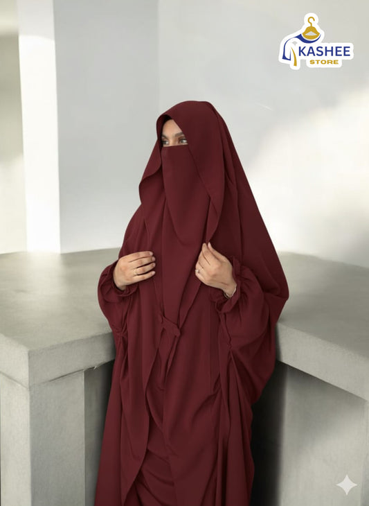 Premium Saudi Jilbab – Peach Nida Fabric