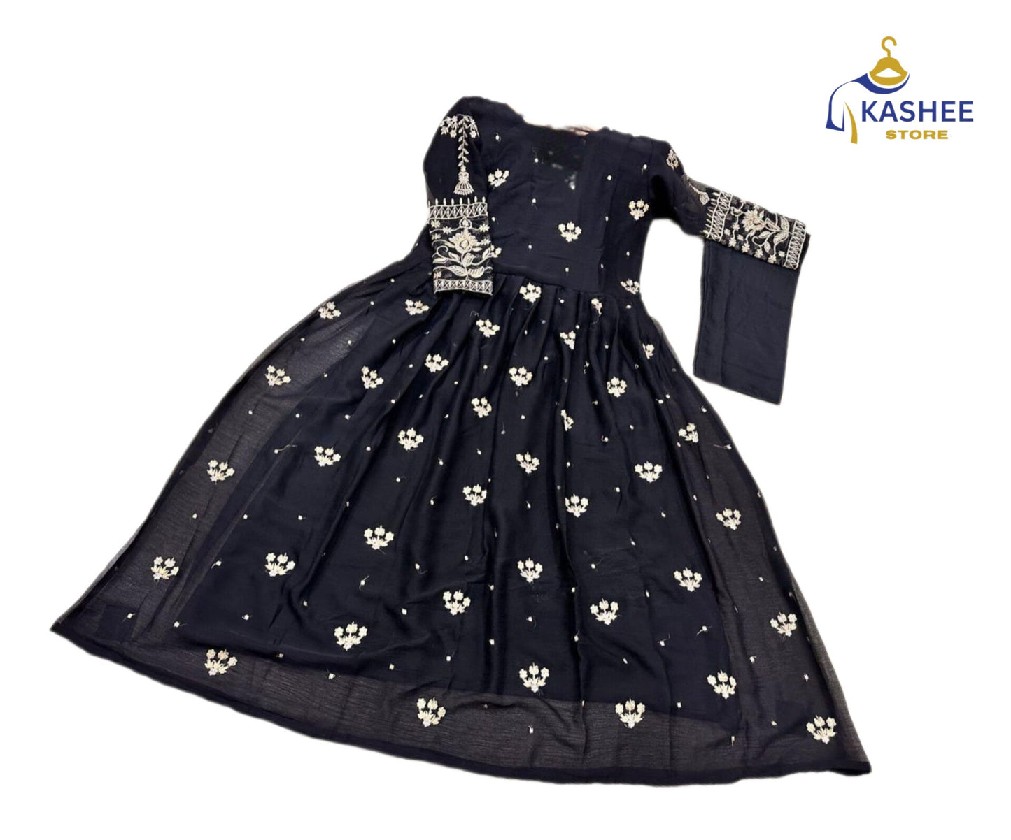 2-Piece Chiffon Maxi Set – Sequence Boti & Zari Work with Crepe Trouser