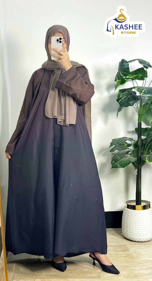Trendy Front Open Tie & Dye Abaya – With Scarf