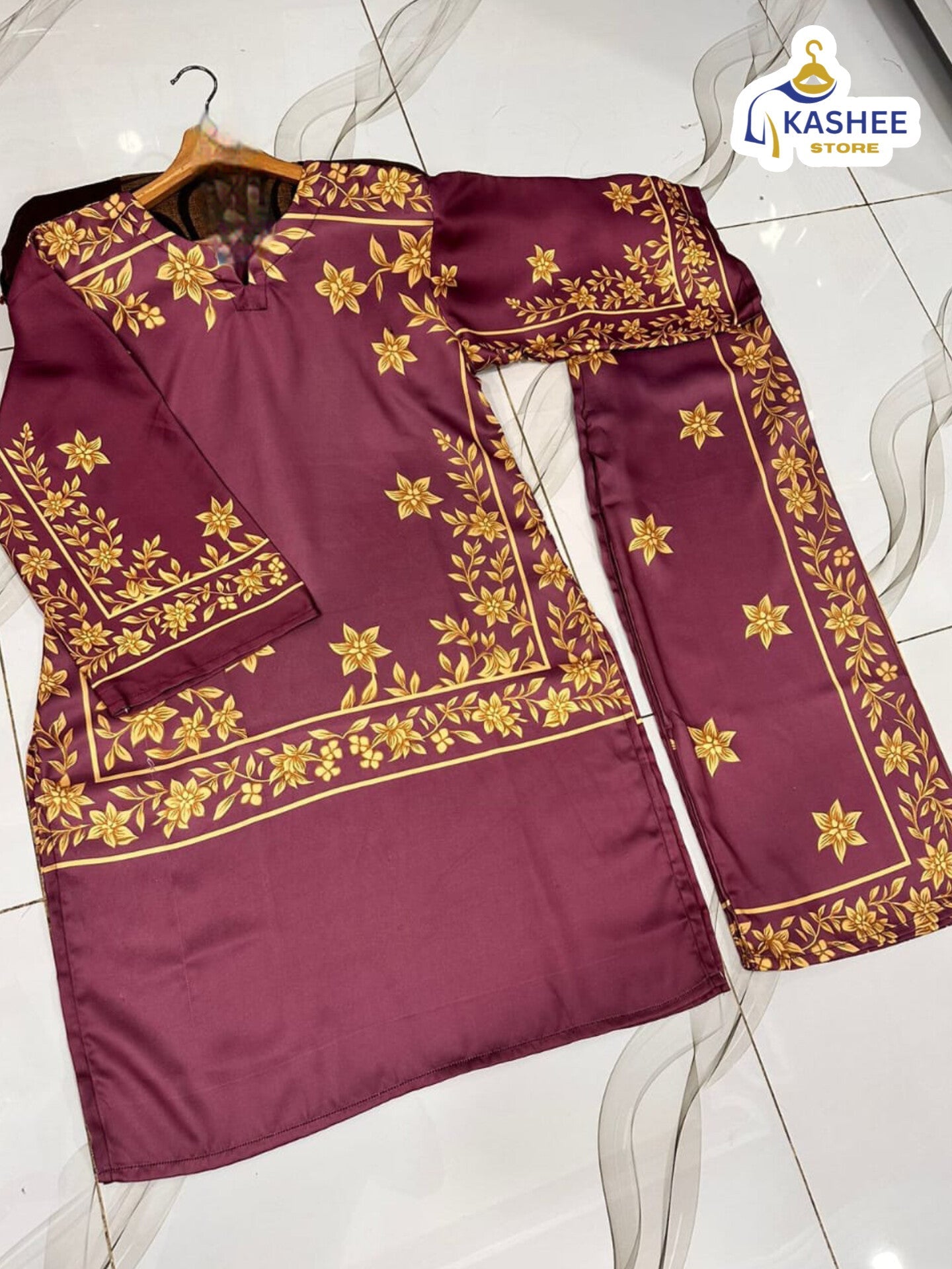 Digital Printed 2pc Co-ord Set – Shamose Silk