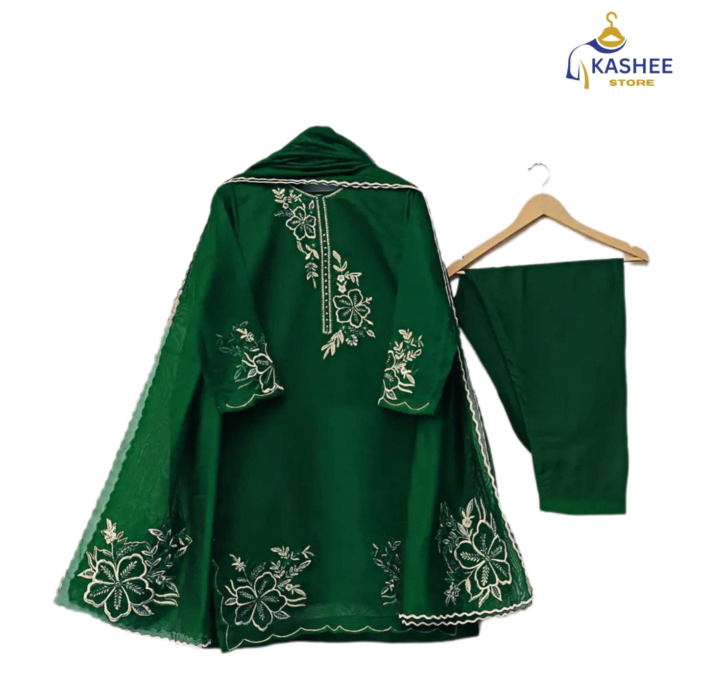 Luxury 3Pc Embroidered Organza Suit with Dupatta & Trouser