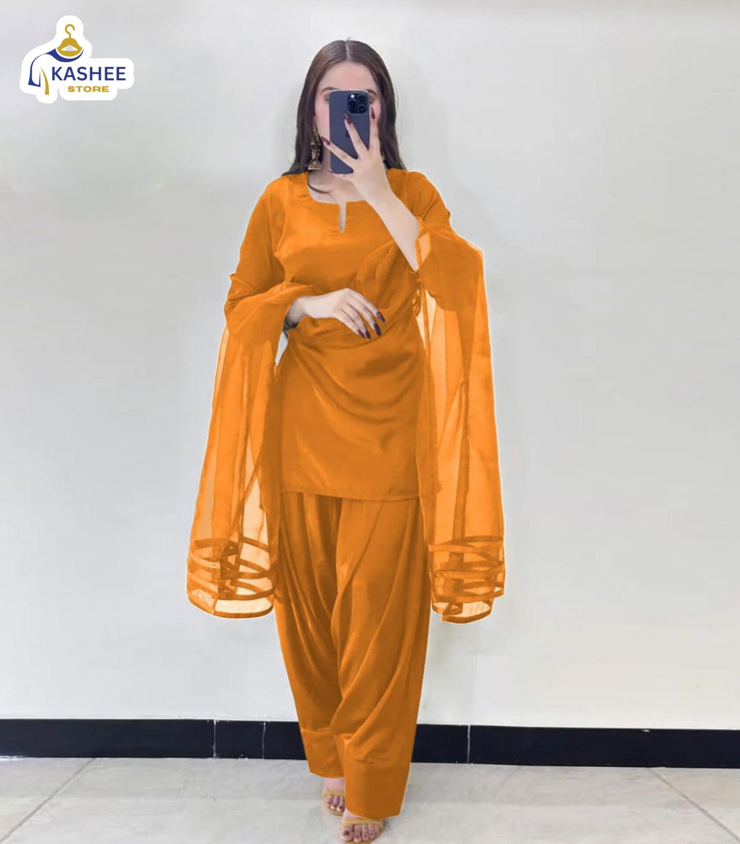 V-Neck Silk Farshi 3Pc
