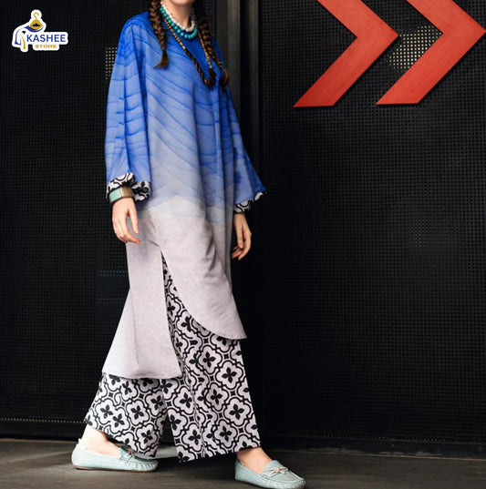Stylish Tie & Dye Shirt with Printed Flapper – 2Pc Suit