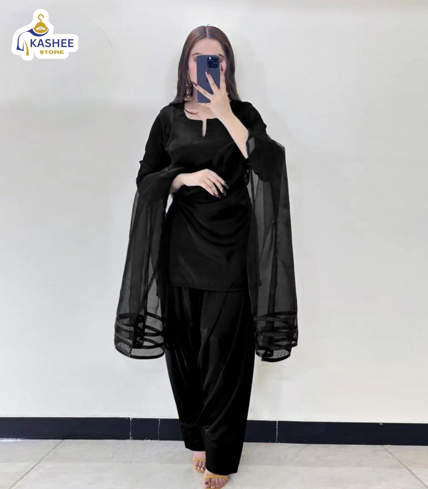 V-Neck Silk Farshi 3Pc