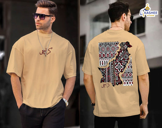 Ajrak Map Vibes – Down Shoulder Statement Shirt"