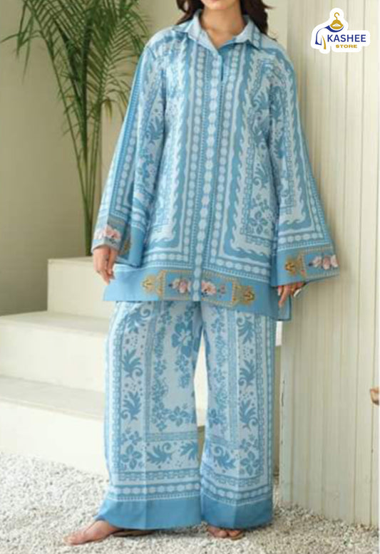 Signature Digital Print Swiss Silk Suit | 2-Piece Set