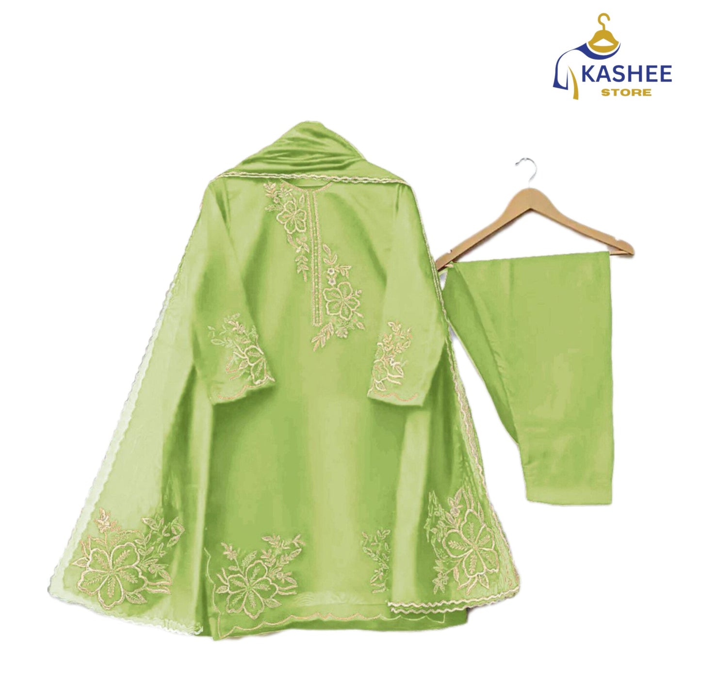 Luxury 3Pc Embroidered Organza Suit with Dupatta & Trouser