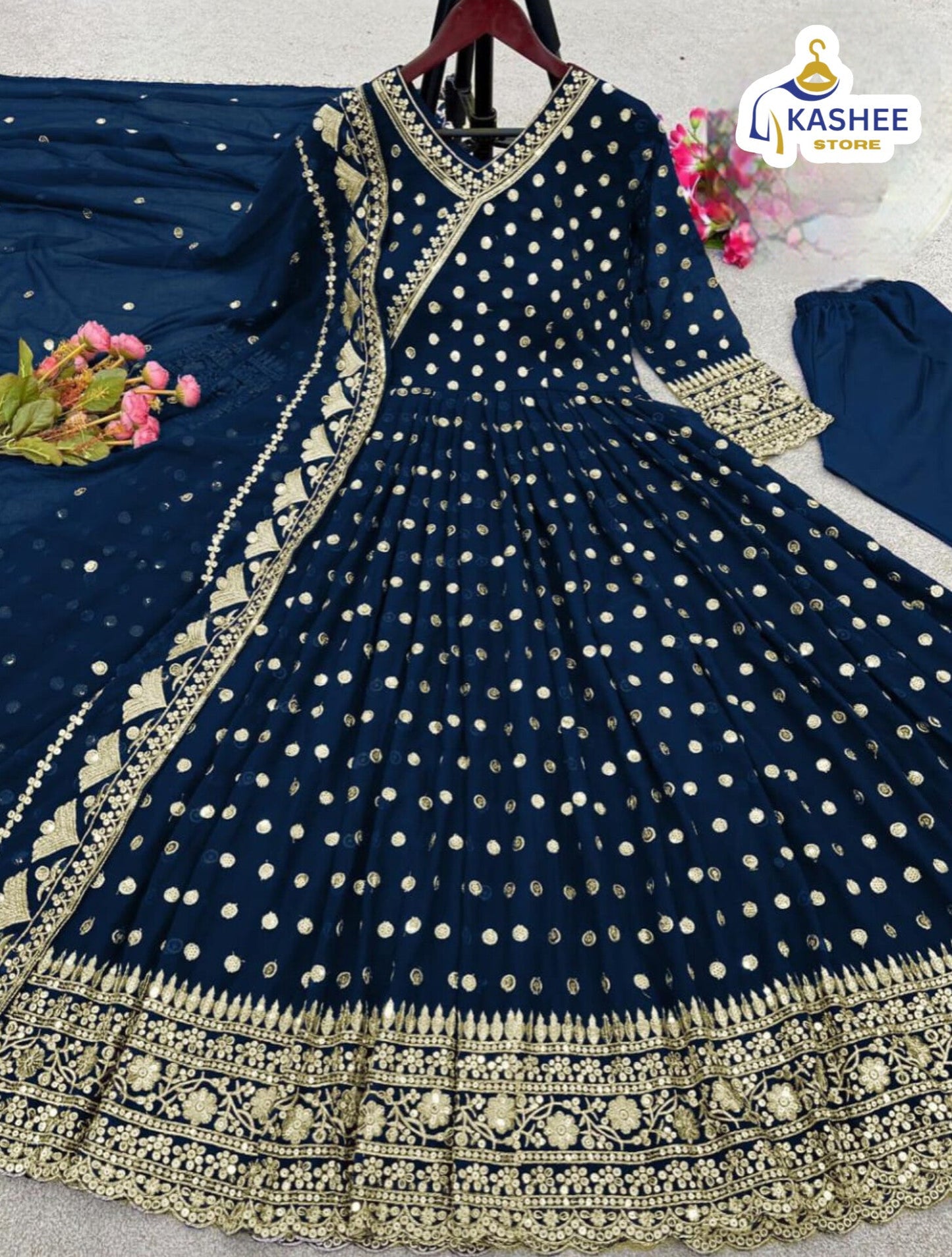 Luxury Angrakha Style Embroidered Maxi | 3Pc Chiffon Suit