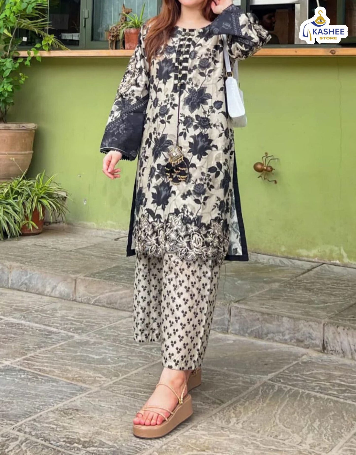 3 Pc Suite Printed Handwork