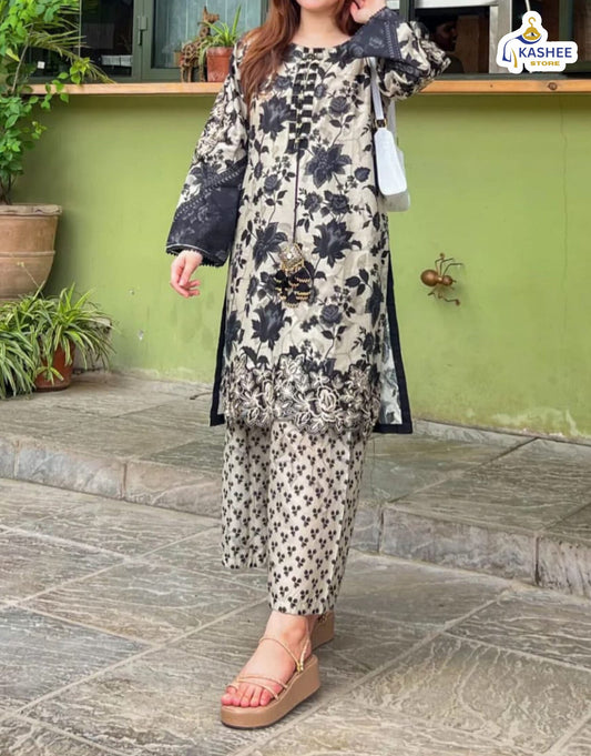 3 Pc Suite Printed Handwork