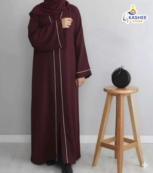 Front Open Piping Abaya – Elegant & Modest Wear