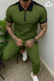 Dry Fit Contrast Collar Tracksuit for Sports & Casual Wear